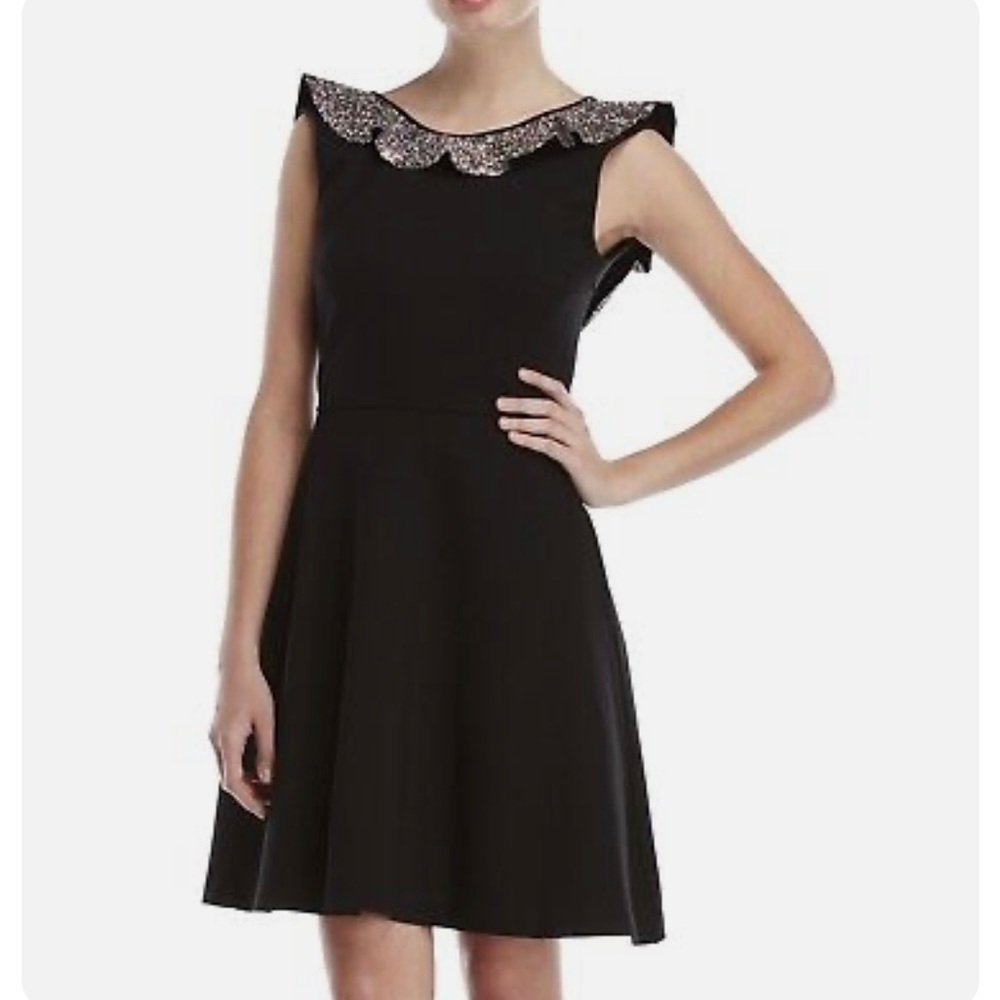MAJE BLACK RUFFLE GLITTER PARTY FORMAL MINI DRESS